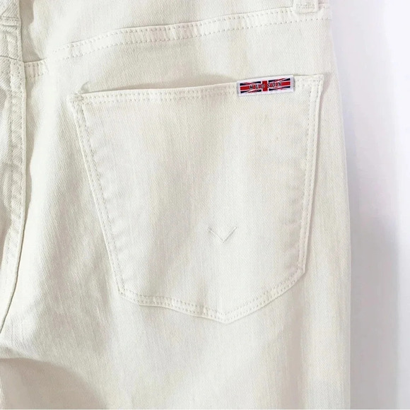 Hudson Rosalie Wide Leg Distressed Knee High Rise Jeans Tan Linen Size 30 NWT - Picture 8 of 12